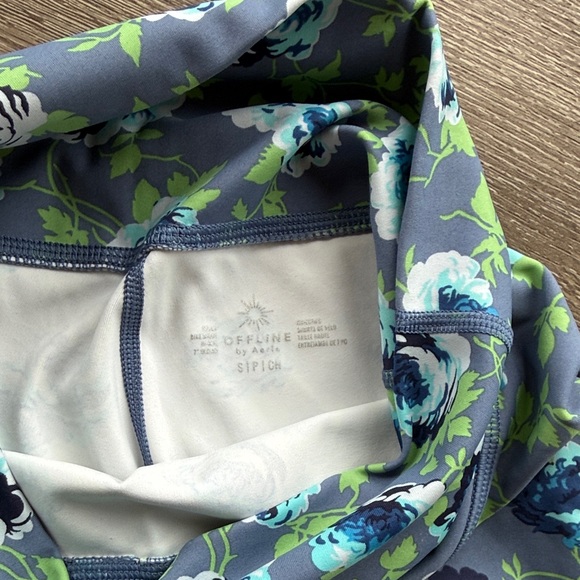 Aerie Blue and Green Floral Bike Shorts Set - Picture 3 of 4
